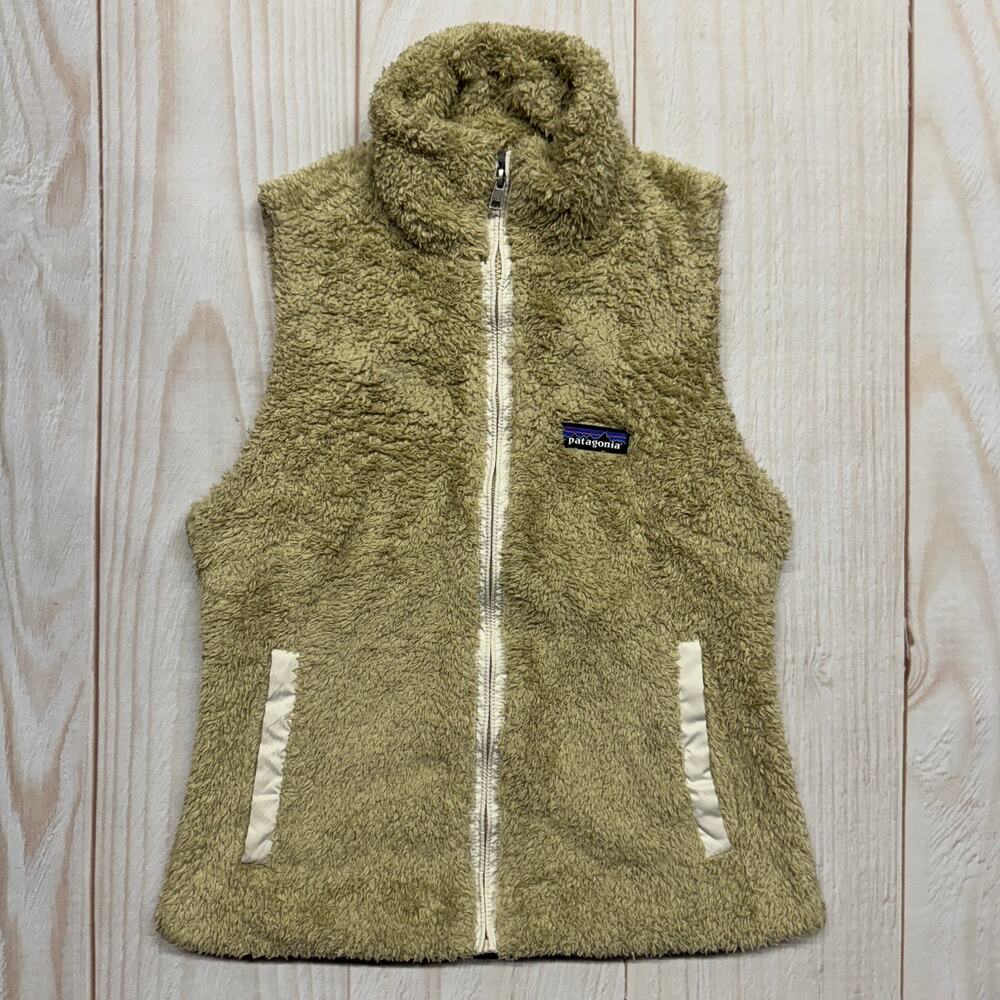 Patagonia Los Gatos Womens Size Small Sherpa Pile Fleece Fuzzy Vest Beige Hiking - Picture 2 of 7